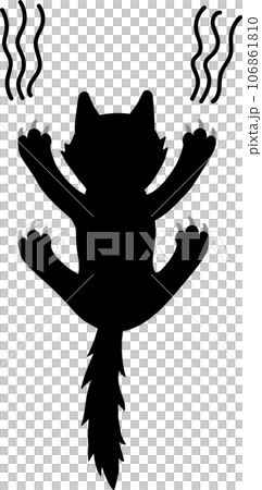 ハロウィン 滑り落ちる黒猫のおしゃれでかわいい楽しいポップな後ろ姿のベクターイラスト 106861810