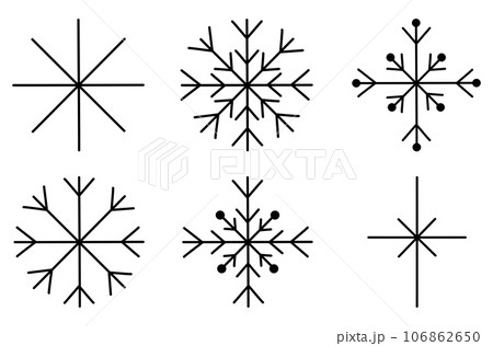 Set of different snowflakes, winter design element, doodle style flat vector outline Set of different snowflakes, winter design element, doodle style flat vector outline 106862650