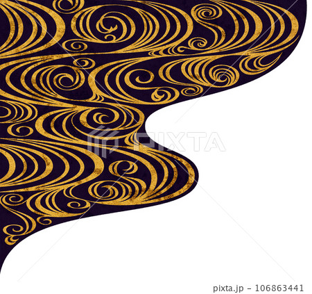 川の流れを金箔で描いた、琳派風の和風素材 106863441