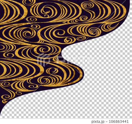 川の流れを金箔で描いた、琳派風の和風素材 106863441