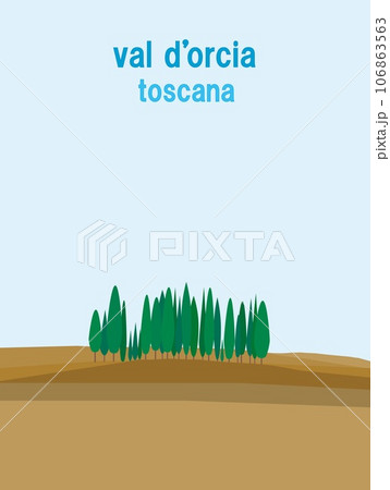 ヴァル・ドルチャ　val　d'orcia　トスカーナ　toscana　イタリア　糸杉　秋 106863563