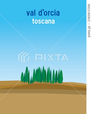 ヴァル・ドルチャ　val　d'orcia　トスカーナ　toscana　イタリア　糸杉　秋 106863566