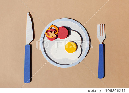 Paper cut out breakfast. Comfort food concept. Paper cut out breakfast. Comfort food concept. 106866251