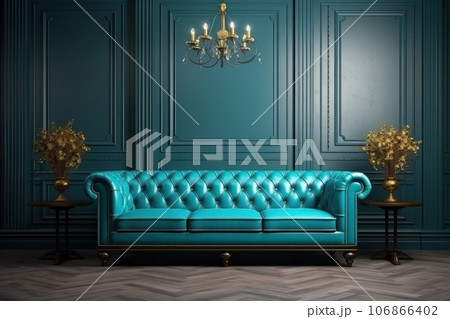 3d rendering luxury wingle sofa with classic door. Generative Ai 106866402