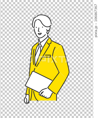 Illustration of a male business person traveling with a computer 106867367