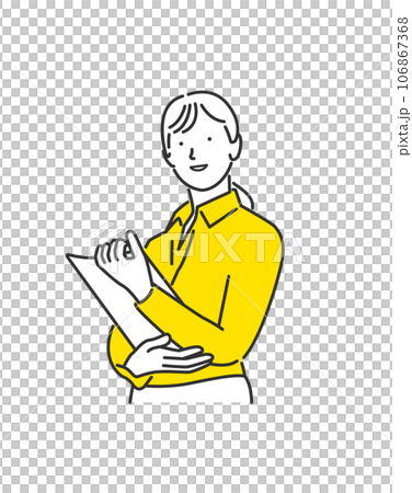 会議資料を両手にかかえる女性ビジネスパーソンのイラスト 106867368