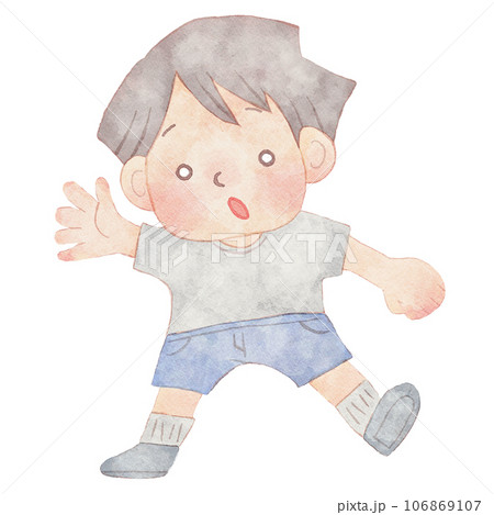 水彩タッチの手を振るびっくり顔の男の子のイラスト 水彩タッチの手を振るびっくり顔の男の子のイラスト 106869107
