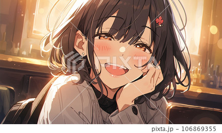 放課後に語らいながら、微笑みかけてくれる彼女 106869355