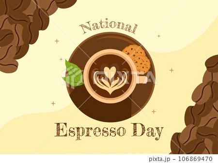 National Espresso Day Vector Illustration on November 23 with Cup of Coffee with Bean for Promotion or Poster in Flat Cartoon Background Design 106869470
