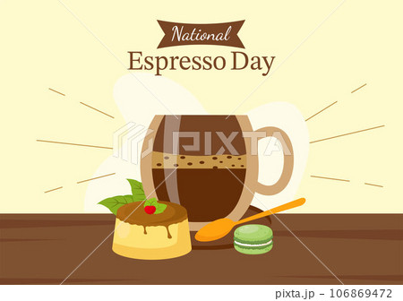 National Espresso Day Vector Illustration on November 23 with Cup of Coffee with Bean for Promotion or Poster in Flat Cartoon Background Design 106869472