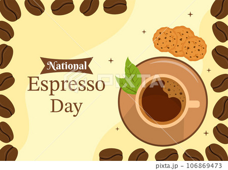 National Espresso Day Vector Illustration on November 23 with Cup of Coffee with Bean for Promotion or Poster in Flat Cartoon Background Design 106869473