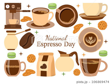 National Espresso Day Vector Illustration on November 23 with Cup of Coffee with Bean for Promotion or Poster in Flat Cartoon Background Design 106869474