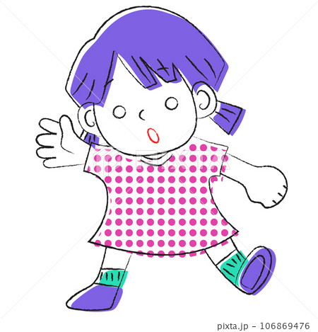 手を振るびっくり顔の女の子のイラスト 106869476
