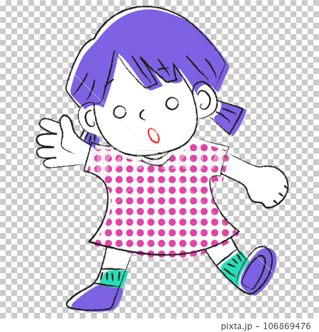 手を振るびっくり顔の女の子のイラスト 106869476