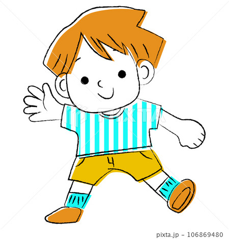 手を振る男の子のイラスト 106869480