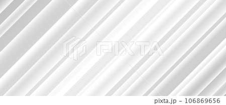 Diagonal grey gradient lines background. Abstract gray and white stripes wallpaper. Universal tech backdrop. Soft smooth oblique template for banner, flyer, brochure, presentation. Vector illustration 106869656
