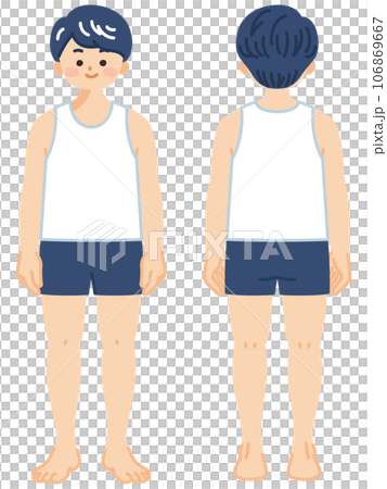 下着姿の若い男性の全身 正面と背面 下着姿の若い男性の全身 正面と背面 106869667