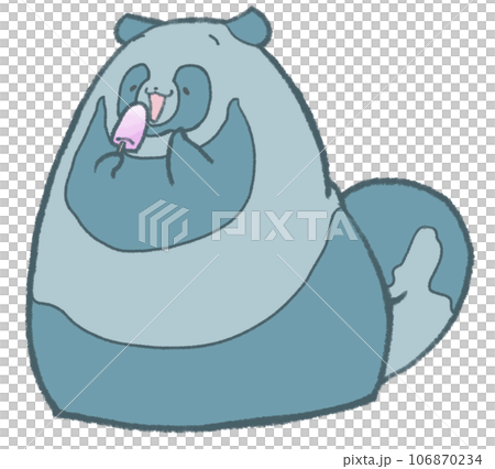 Raccoon dog eating ice cream deliciously (blue) Raccoon dog eating ice cream deliciously (blue) 106870234