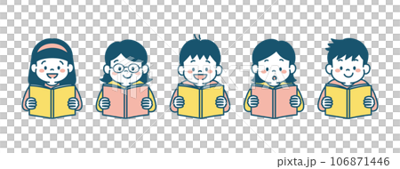 本を読む子供達のイラスト セット シンプルのイラスト素材 [106871446] - PIXTA