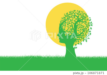 Tree with female head and grass Tree with female head and grass 106871871