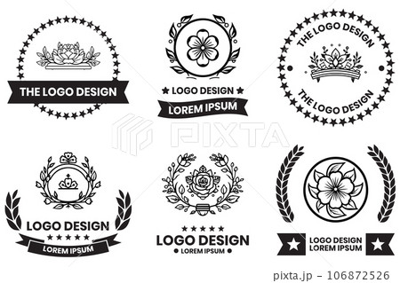 Flower and bouquet logo in flat line art style 106872526