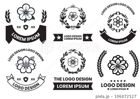 Flower and bouquet logo in flat line art style 106872527