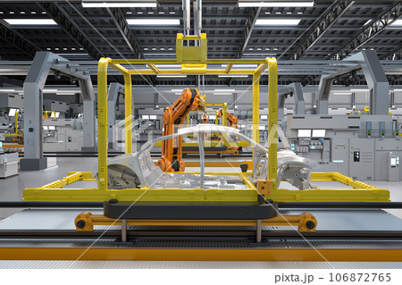 Automation automobile factory with robot assembly line manufacture ev car Automation automobile factory with robot assembly line manufacture ev car 106872765