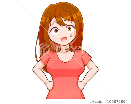 怒っているロングヘアの女性 106872894