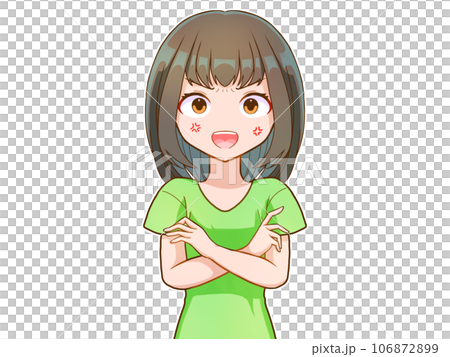 怒っているセミロングの女性 106872899