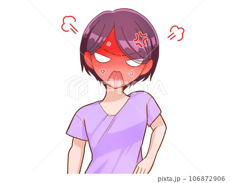 怒っているショートヘアの女性 106872906