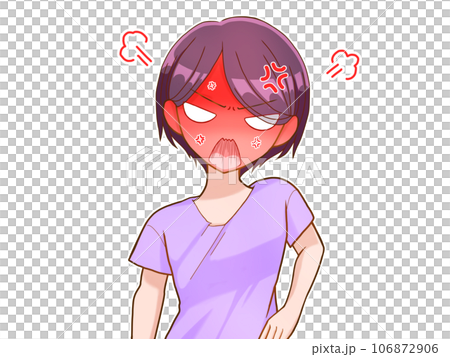 怒っているショートヘアの女性 106872906