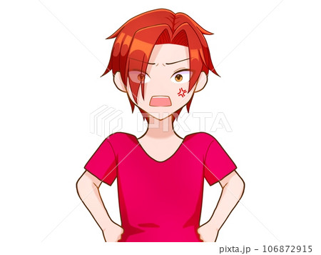 怒っている赤髪の男性 106872915