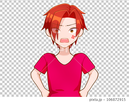 怒っている赤髪の男性 106872915