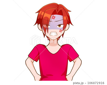怒っている赤髪の男性 106872916