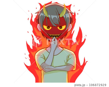 怒っているタレ目の男性 106872929