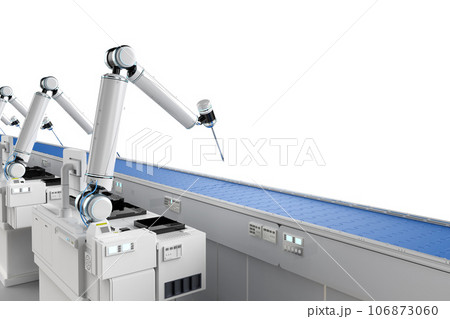 Automation industry concept with robot assembly line in  factory 106873060