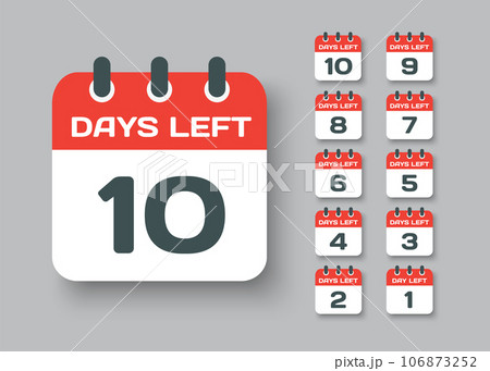 Countdown daily page calendar icon 10 days left Stock