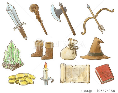 手描き風の中世ファンタジーイラスト素材セット 手描き風の中世ファンタジーイラスト素材セット 106874130