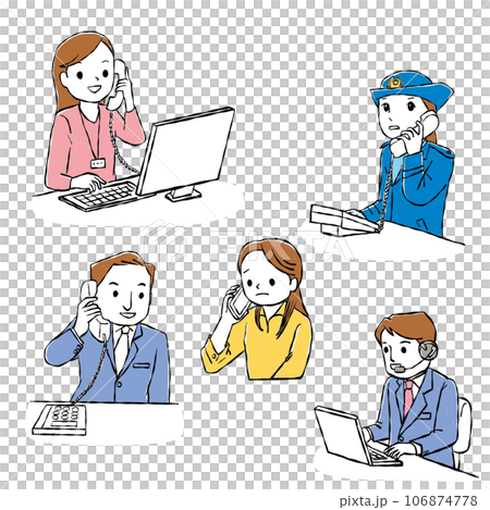 オペレーター　電話案内イラスト　 106874778