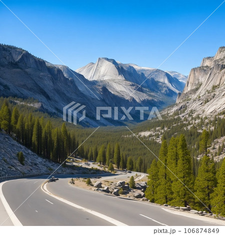 Road bypass on forest and rock Road bypass on forest and rock 106874849