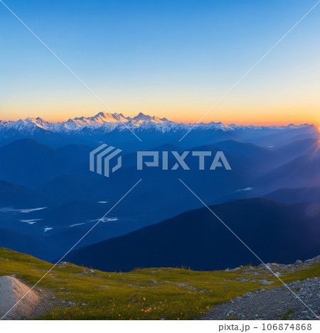 Mountain landscape at sunset Mountain landscape at sunset 106874868
