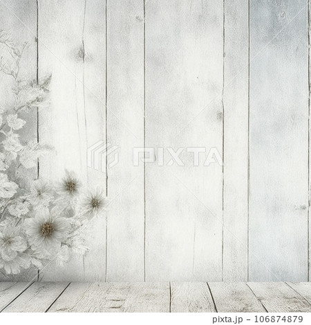 Christmas background with snowflakes and white flowers on vintage wooden wall Christmas background with snowflakes and white flowers on vintage wooden wall 106874879