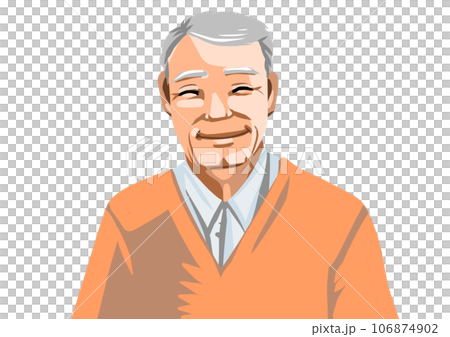 お爺ちゃんの照れ笑い お爺ちゃんの照れ笑い 106874902