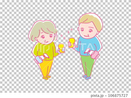 イラスト素材: 大掃除アイコン_年末_高齢者 イラスト素材: 大掃除アイコン_年末_高齢者 106875727