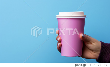 Pink takeaway coffee glass. Ai-generated Pink takeaway coffee glass. Ai-generated 106875805