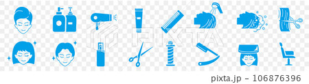 Hair salon Barber cut dryer icon set vector Hair salon Barber cut dryer icon set vector 106876396