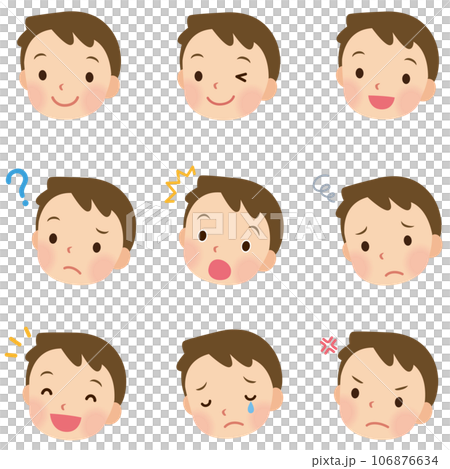 子供　男の子　小学生　表情セット　顔アイコン 106876634