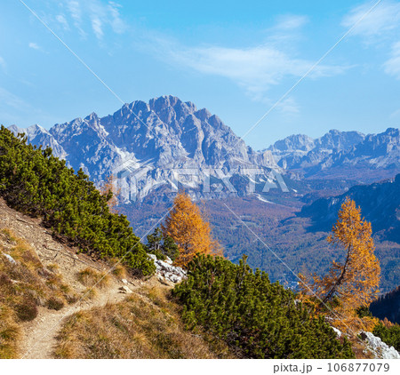 Autumn Dolomites mountain rocky view, Sudtirol, Italy 106877079