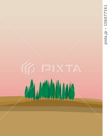 ヴァル・ドルチャ　val　d'orcia　トスカーナ　toscana　イタリア　糸杉　夕景　秋 106877561