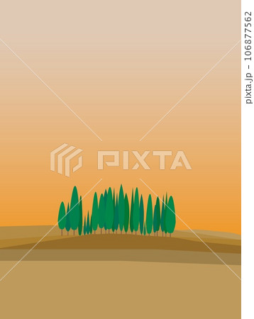 ヴァル・ドルチャ　val　d'orcia　トスカーナ　toscana　イタリア　糸杉　夕景　秋 106877562